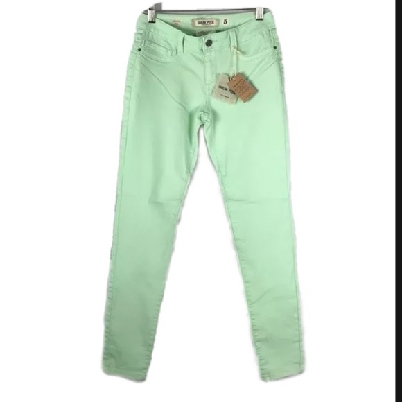 Light Green Sneak Peek Skinny Jeans -size 5 junior - Picture 1 of 9